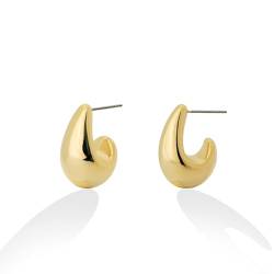 MAGIIE Dupes Chunky Goldene Ohrringe Damen Gold 18K Ohrringe Hypoallergene Vergoldete Ohrringe Leichte Hollow Ohrringe für Damen Mädchen (Gold 18kV) von MAGIIE