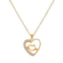 MAGIIE Kette Herz Damen Halskette mit Zirkoniasteinen weiß 45 cm Kettenlänge Geschenk für Damen Mutter (Gold 1) von MAGIIE