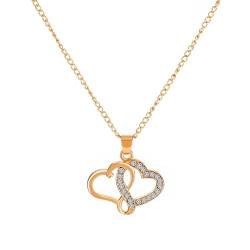 MAGIIE Kette Herz Damen Halskette mit Zirkoniasteinen weiß 45 cm Kettenlänge Geschenk für Damen Mutter (Gold 2) von MAGIIE