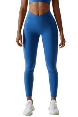 MAGIMODAC Booty Scrunch Gym Leggings mit Taschen Sporthose Damen Po Push Up Sport Leggings Yogahose Damen Blickdicht Laufhose Blue S von MAGIMODAC