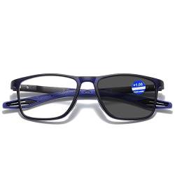 MAGIMODAC Damen Herren Blaulichtfilter Brille TR90 Selbsttönende Sonnenbrille Computerbrille ohne Stärke Sehstärke Blau 0.00 von MAGIMODAC