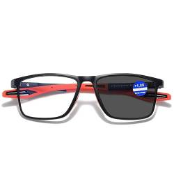 MAGIMODAC Damen Herren Blaulichtfilter Brille TR90 Selbsttönende Sonnenbrille Computerbrille ohne Stärke Sehstärke Rot 0.00 von MAGIMODAC