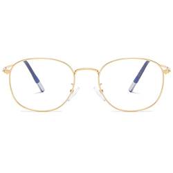 MAGIMODAC Damen Lesebrille Metall Blaulichtfilter Lesebrillen Oval Nerd Lesehilfe Sehhilfe Lesebrille Computerbrille mit Sehstärke 1.0+ 1.5+ 2.0+ 2.5+ 3.0+ 3.5+ 4.0(Golden 4.00) von MAGIMODAC