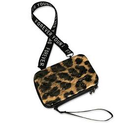 MAGIMODAC Mini Umhängetasche Handy Damen Klein Handytasche Geldbörse Crossbody Schultertasche Kofferform Handtasche (Karo-Leopard) von MAGIMODAC