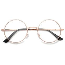 MAGIMODAC Vintage Retro Lesebrille Metall Anti Blaulicht Blockierung Runde Lesebrille Brille für Damen Frauen Herren, gold, One size von MAGIMODAC