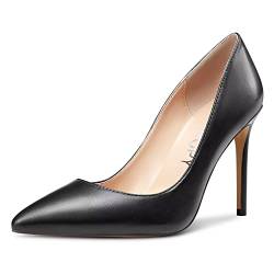 MAGIOPY Damen Stiletto Hoher High Absatz Heel Geschlossene Spitze Zehenkappe Pumps Slip-on Hochzeit Sexy Dress Schuhe Schwarz 36 EU von MAGIOPY