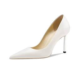 MAGIOPY Damen Stiletto Hoher High Absatz Heel Spitze Zehenkappe Slip-on Pumps Dress Hochzeit Sexy 8.5 cm Heels Weiß 43 EU von MAGIOPY