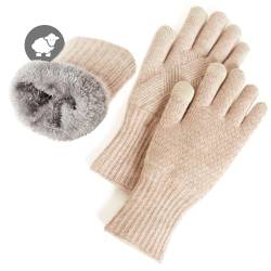 MAGISDU Handschuhe Damen Winter Warm Thermohandschuhe Fleecefutter Merino Wolle Touchscreen Doppelschicht Elastischer Griff Outdoor Handschuhe von MAGISDU