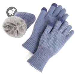 MAGISDU Handschuhe Damen Winter Warm Thermohandschuhe Fleecefutter Merino Wolle Touchscreen Doppelschicht Elastischer Griff Outdoor Handschuhe von MAGISDU