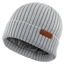 MAGISDU Wintermütze Jungen Mädchen Merino Mütze Kinder Baby Wollmütze Kleinkind Strickmütze Beanie Mit Fleece Lined Thermo Gefüttert Warm Wolle Winter Kint Hat von MAGISDU