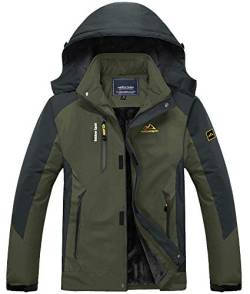 MAGNIVIT Herren Regenmantel Jacken Wasserdicht Angeln Winter Softshell Jacke Warm Atmungsaktiv Mulit Taschen Jacken Grün von MAGNIVIT