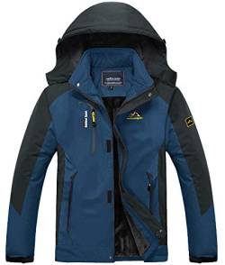 MAGNIVIT Herren Winterjacke Bergwandern Wandern Softshell Wasserdichter Fleece Parka Regenmantel Blau von MAGNIVIT