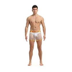 MAGREAT Badehose für Herren, PVC, transparent, lose Strand-Shorts, schnell trocknend, sexy Bademode Gr. XL, Rand gelb transparent von MAGREAT