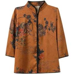 China Stil Hemd Vintage Cheongsam Tops Hanfu Frauen Blusas Chinesische Traditionelle Kleid Tang Anzug Harajuku Druck Blusen Femme, Hemd B, 3XL von MAIFURUN