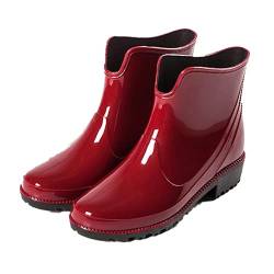 MAIGOIN Gummistiefel Damen Halbhoch Stiefeletten Outdoor Wasserdicht Rutschfest Regenstiefel Mit Blockabsatz Garten Waterproof Boots von MAIGOIN