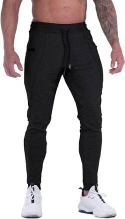 MAIKANONG Herren Slim fit Jogger konische Jogginghose für Gymnastik-laufenden Sport Large Schwarz von MAIKANONG