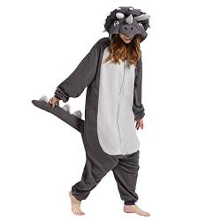 MAISUIZI Animal Triceratops Onesie Pyjamas Erwachsene Unisex Cosplay Halloween Weihnachten Neuheit Nachtwäsche Karnevalskostüm von MAISUIZI