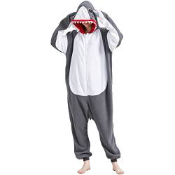 MAISUIZI Hai-Einteiler für Erwachsene, Tier-Pyjama, Halloween, Cosplay, Kostüm, Nachtwäsche für Damen und Herren, Hai-Einteiler-Kostüm, 38 von MAISUIZI