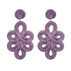 MAJALE Lange Damen-Ohrringe Flamenca - Leichte Ohrringe für Weihnachten, Party, Sevillanos für besondere Anlässe - Ohrringe mit Seidenschnur (Lavendel) von MAJALE
