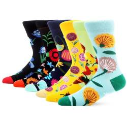 MAKABO Bunte Lustige Damen Socken, 6 Paar Verrückte Blumen Motiv, 39-42 von MAKABO