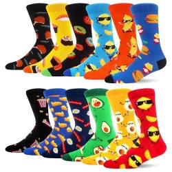 MAKABO Bunte Lustige Herren Socken, 12 Paar Obst und Essen Motiv, 43-46 von MAKABO