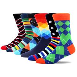 MAKABO Bunte Lustige Herren Socken, 6 Paar Verrückte Geometrisch Motiv, 43-46 von MAKABO