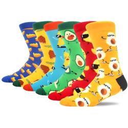 MAKABO Bunte Lustige Herren Socken, 6 Paar Witzige Obst und Essen Motiv, 43-46 von MAKABO