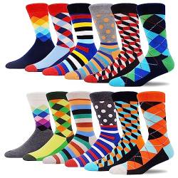 MAKABO Herren Lustige Bunte Socken Neuheit Baumwolle Motiv Socken 12 Paar, Größe 43-46 von MAKABO