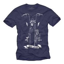 Anarchy Chopper T-Shirt für Männer Bad Seed Motorrad Blau Größe XXXL von MAKAYA