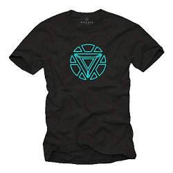 Arc Reactor Herren T-Shirt - Stark Industries Kurzarmshirt Man Schwarz Kinder Jungs Männer Größen L von MAKAYA