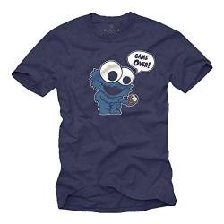 Baby Monster mit Kekse - T-Shirt Game Over Blau Größe M von MAKAYA