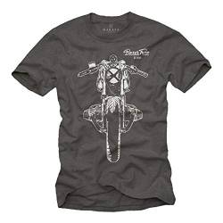 Boxer Twin R100 Motorrad T-Shirt Herren - Cafe Racer - Geschenke für Motorradfahrer Grau L von MAKAYA