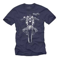 Boxer Twin R100 Motorrad T-Shirt Herren - Cafe Racer - Geschenke für Motorradfahrer blau XXXL von MAKAYA