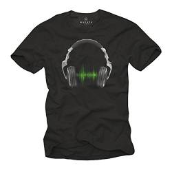 Cooles Musik T-Shirt mit Kopfhörer Electro House schwarz Herren Größe XXL von MAKAYA