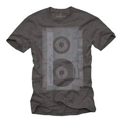 Cooles Musik T-Shirt mit Motiv Tape Kassette Grau Männer XXXL von MAKAYA