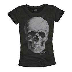 Damen Shirt mit Totenkopf Skull schwarz Größe M von MAKAYA