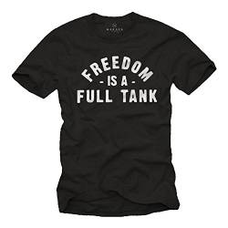 Geschenke für Männer - Freedom is A Full Tank - Sprüche T-Shirt für Motorradfahrer schwarz L von MAKAYA