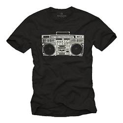 Hip Hop T-Shirt für Männer Ghettoblaster schwarz Größe XXXL von MAKAYA
