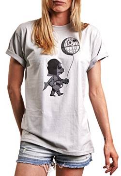 Lustige Damen Shirts mit Aufdruck - Baby Vader mit Death Star - Rundhals Top locker geschnitten Wars große Größen XL von MAKAYA