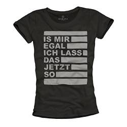 Lustige Damen T-Shirts mit Sprüchen EGAL schwarz Größe L von MAKAYA