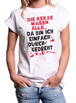 Lustige Krümelmonster Damen T-Shirts mit Sprüchen - DIE Kekse Waren ALLE - Oversize Longshirt große Größen XXL von MAKAYA