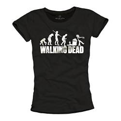 Lustiges Sprüche T-Shirt für Damen mit Aufdruck - Walking Dead - Zombie Evolution schwarz Größe L von MAKAYA