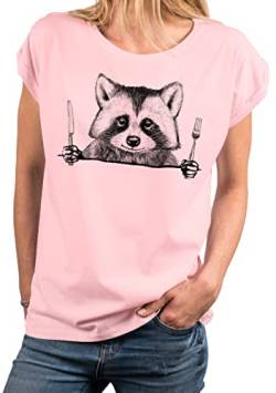 MAKAYA Coole T-Shirts für Frauen - Waschbär Top Damen Mädchen Lustige Geschenke Rosa XXXXL von MAKAYA