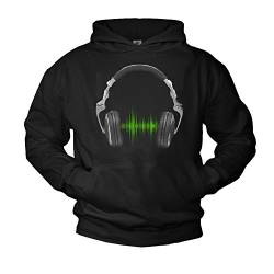 MAKAYA DJ Hoodie mit Kopfhörer Headphones Electro Musik Kapuzenpullover schwarz L von MAKAYA