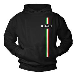 MAKAYA Kapuzenpullover Love Italy Hoodie Italien Pullover Sweatshirt Flagge Italia Italienische Geschenke Mode Schwarz Größe L von MAKAYA
