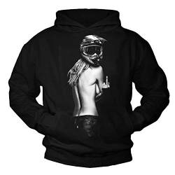 MAKAYA Kapuzenpullover mit Motiv - Herren Motorrad Hoodie Biker Pullover Schwarz Geschenke für Männer L von MAKAYA