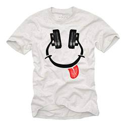 MAKAYA Kopfhörer T-Shirt Herren - Lick Headphones Dj Funshirt Musik Weiß Größen für Kinder/Jungendliche/Männer Größe L von MAKAYA