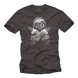 MAKAYA Lustige T-Shirts für Männer - Faultier Sloth - Kurzarm Rundhals Grau Geschenke Jungen/Kinder/Jungs/Herren Größe XXXXL von MAKAYA