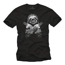 MAKAYA Lustige T-Shirts für Männer - Faultier Sloth - Kurzarm Rundhals Schwarz Geschenke Jungen/Kinder/Jungs/Herren Größe XXL von MAKAYA