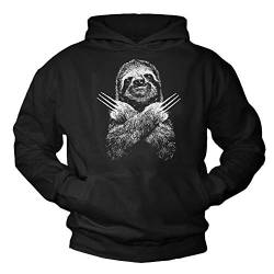 MAKAYA Lustiger Kapuzenpullover Unisex - Sloth Hoodie - Faultier Pullover mit Kapuze Herren/Damen/Jungen/Mädchen Schwarz Größe S von MAKAYA